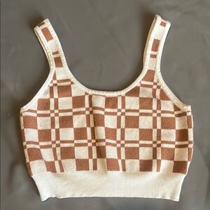 Kendall & Kylie Brown and Tan Sleeveless Crop Tank Top